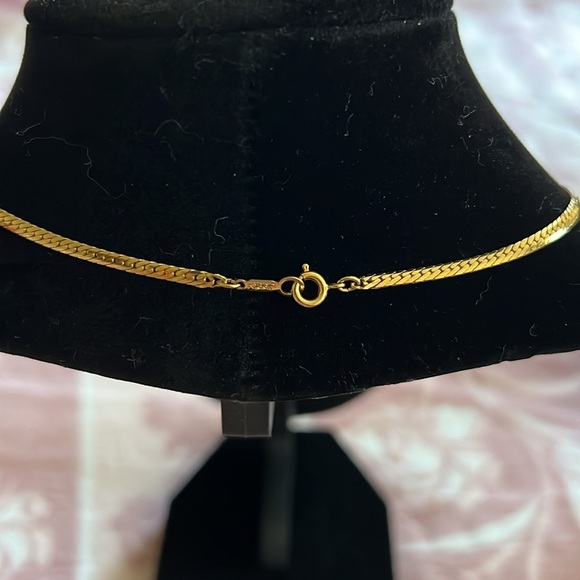 Vintage KREBS Gold-Tone Herringbone Chain Necklace – Signed Minimalist Piece - Picture 2 of 2